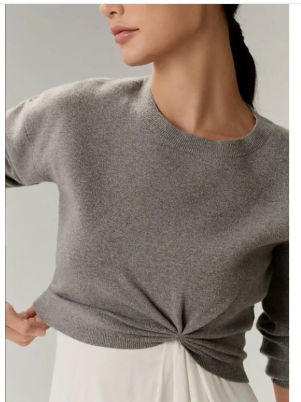 Anthropologie Gray Gemini Twist-Knot Cropped Sweater size small